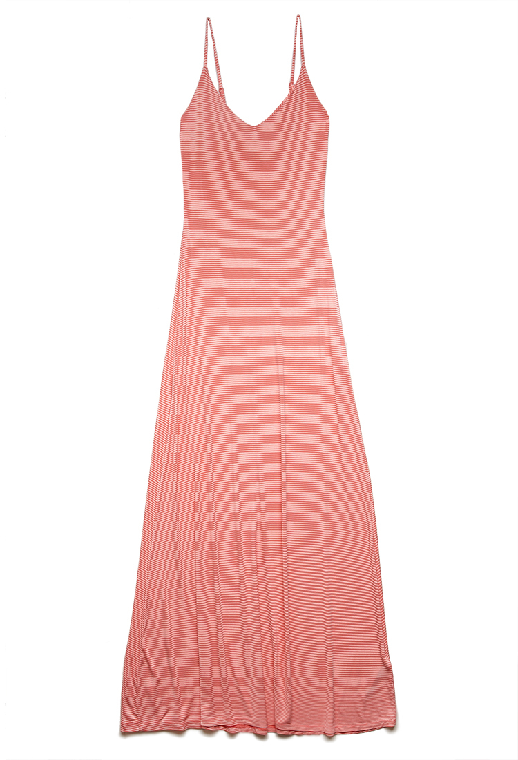 Forever 21 Goto Striped Maxi Dress in Pink (CORALCREAM)