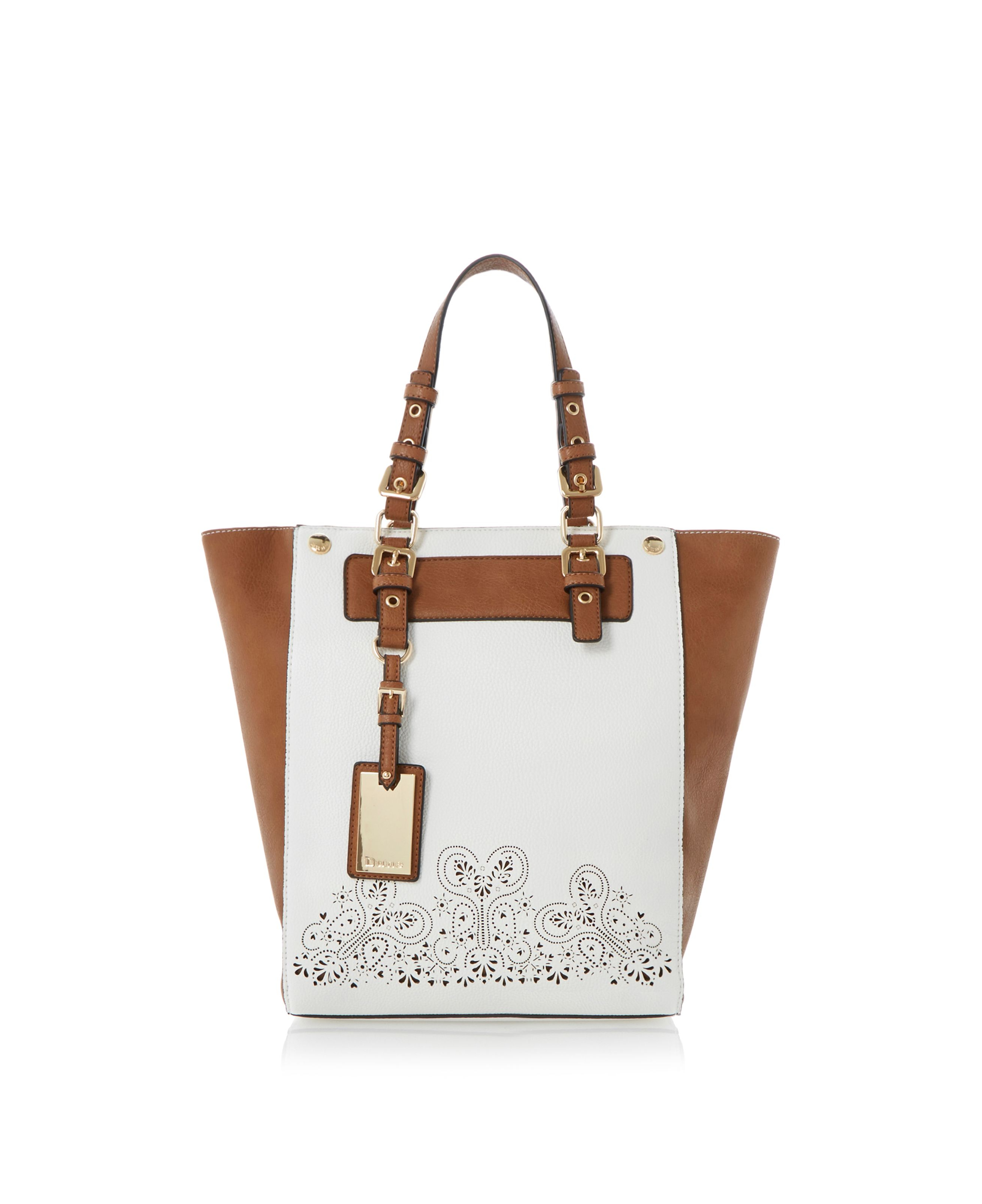 Dune Dropper Laser Cut Out Pattern Detail Shopper Bag in White Lyst