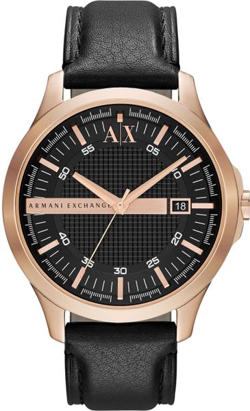 Armani Exchange Ax Armani Exchange Watch Mens Black Leather Strap 46mm ...