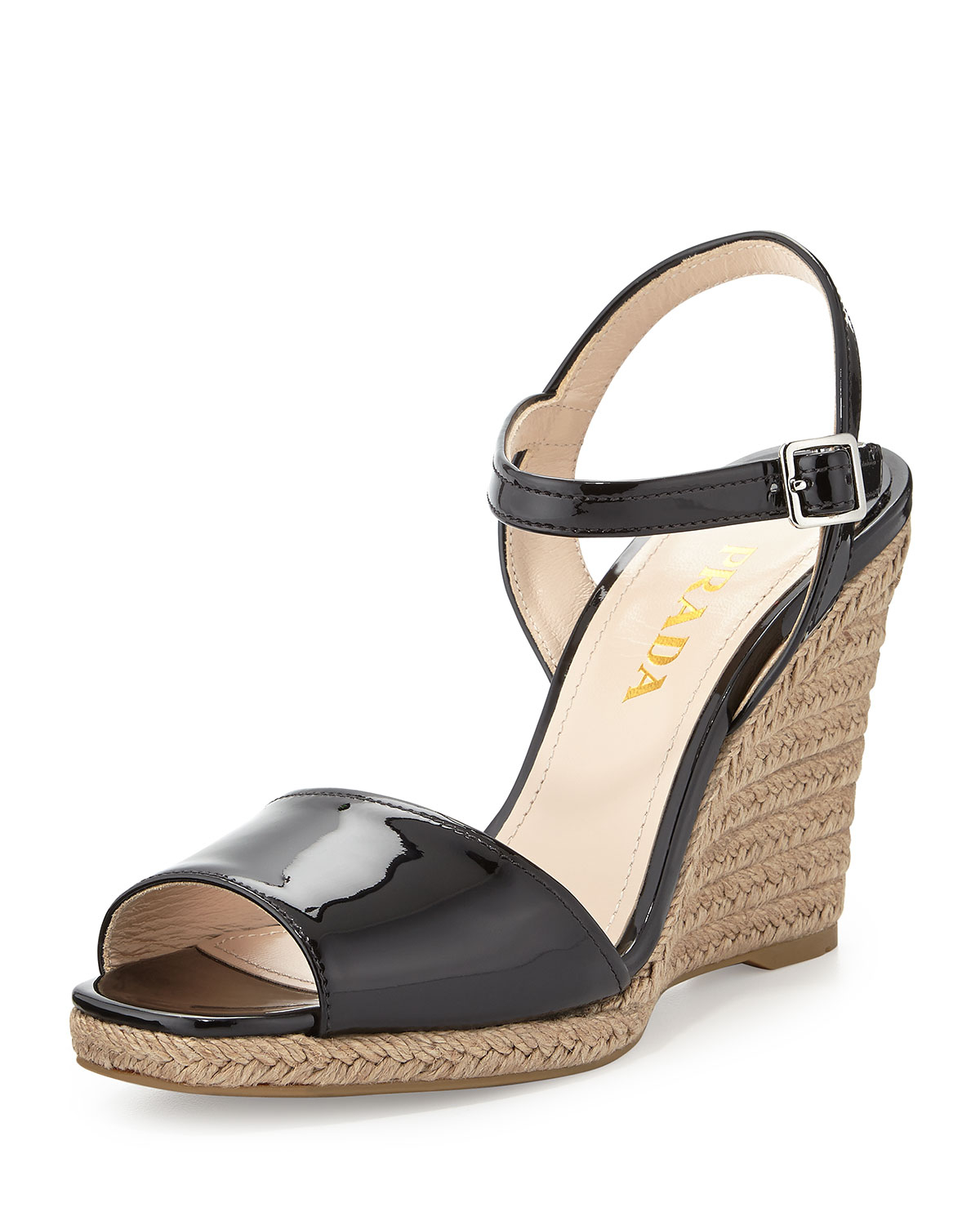 black patent espadrille