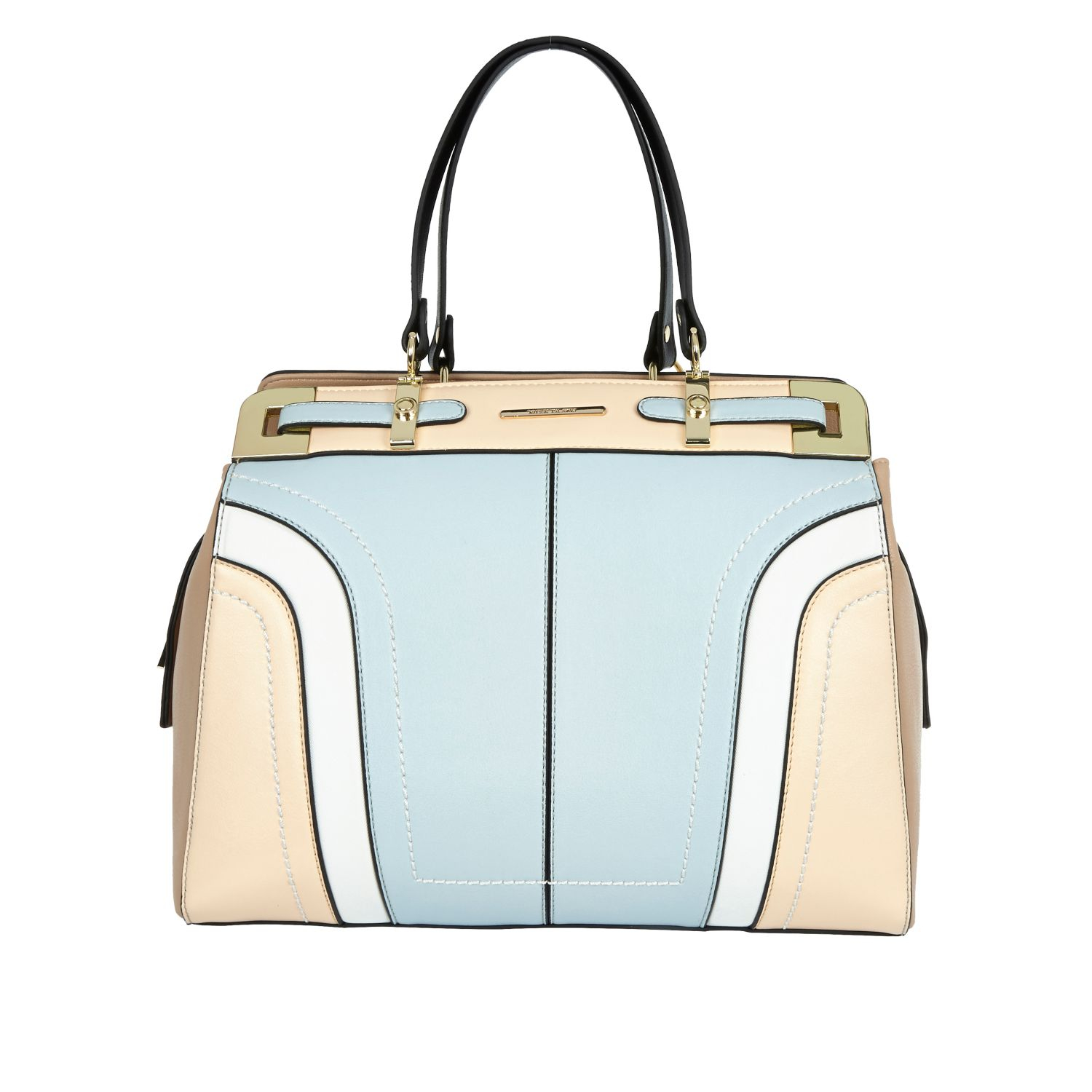 River Island Light Blue Color Block Structured Tote Bag in Multicolor
