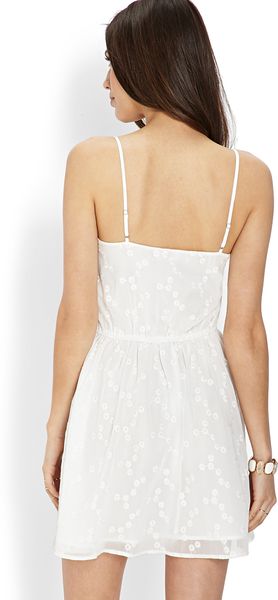 Forever 21 Eyelet Chiffon Cami Dress in White (Ivory) Forever 21 Eyelet Chiffon Cami Dress in White (Ivory)
