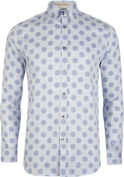 Ted Baker Grettel Polka Dot Long Sleeve Shirt in Blue for Men (White) | Lyst