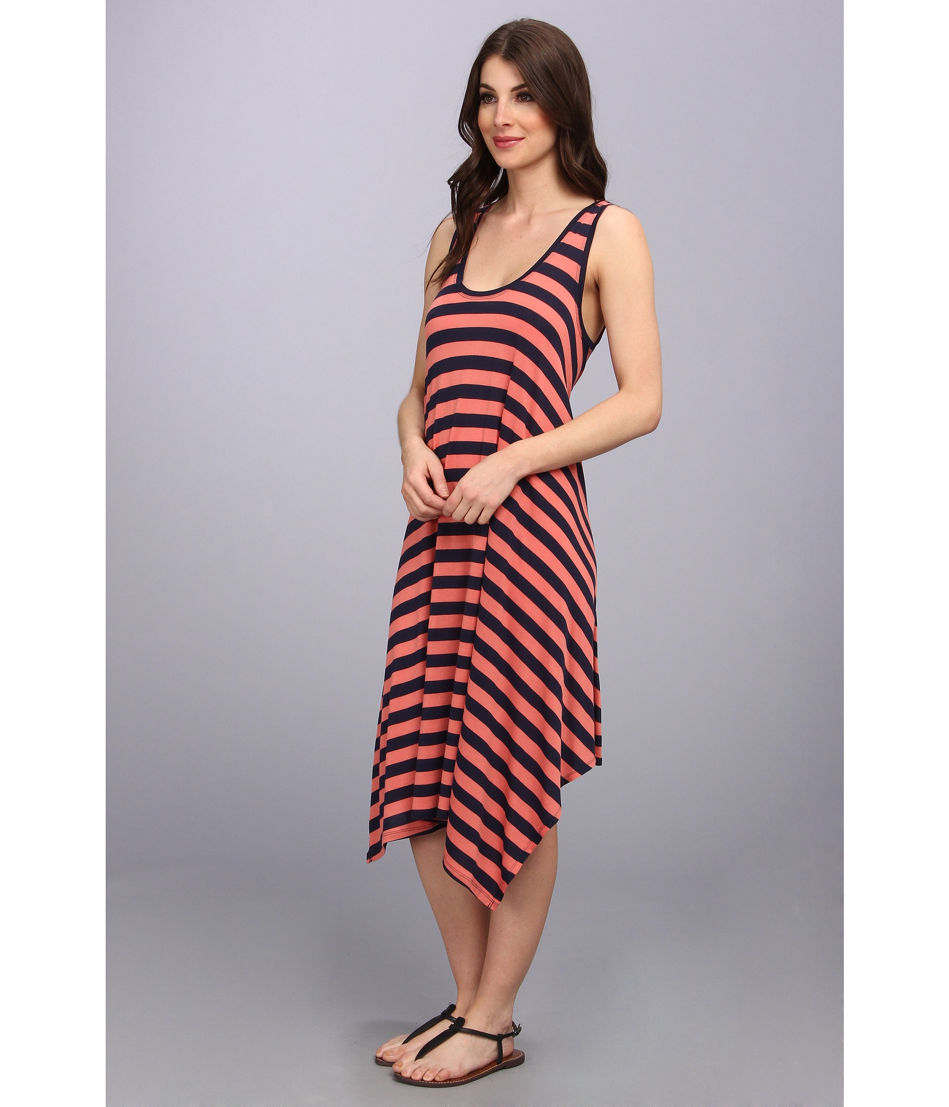 Bcbgmaxazria Mylene Handkerchief Hem Dress in Multicolor (Navy/Coral Mist Combo) Lyst