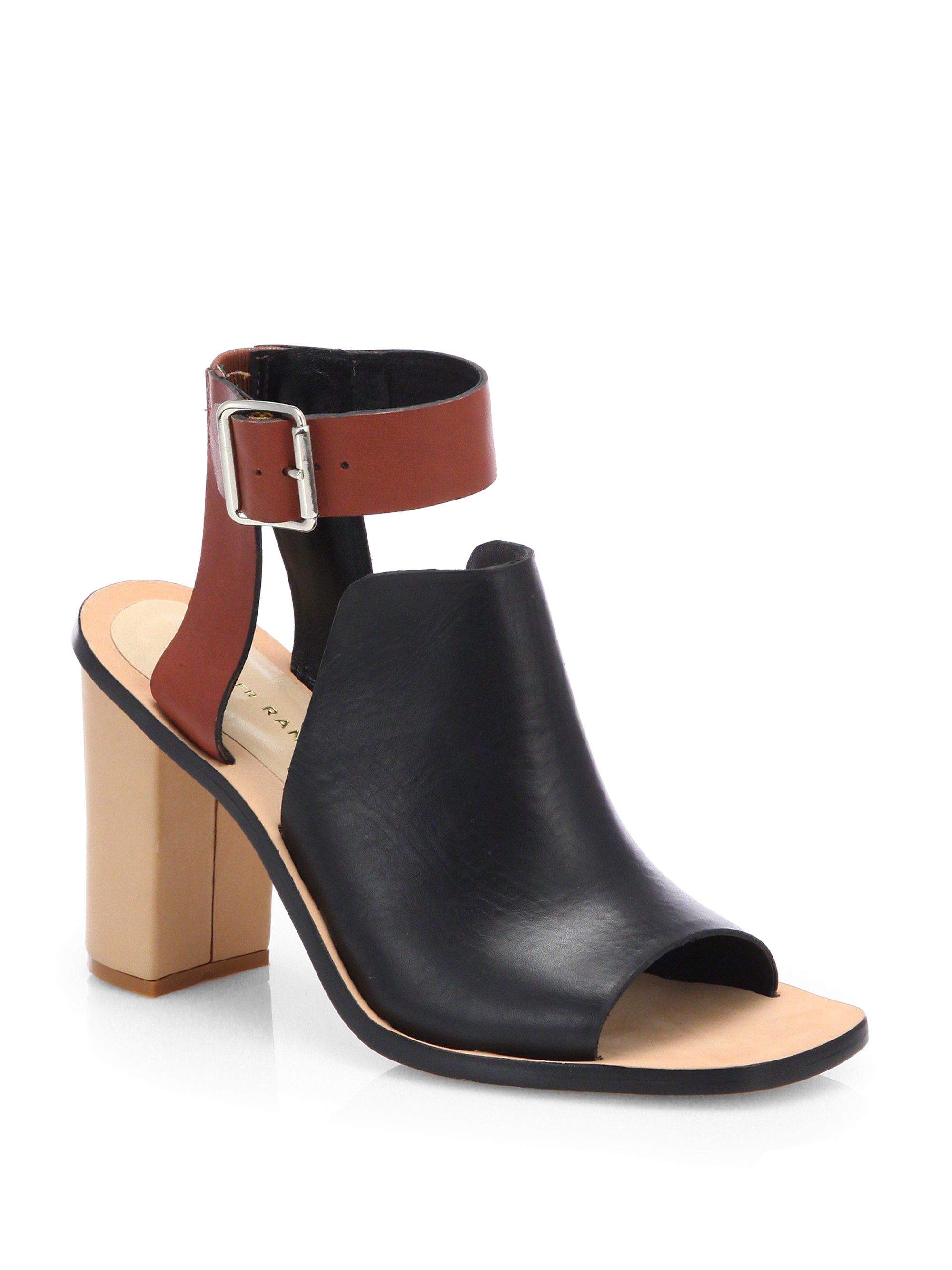 Loeffler Randall Maisy Chunky Leather Sandals in Black (BLACK-BROWN) | Lyst