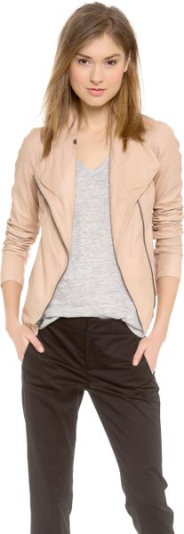 Vince Scuba Leather Jacket In Pink Pale Blush Lyst 