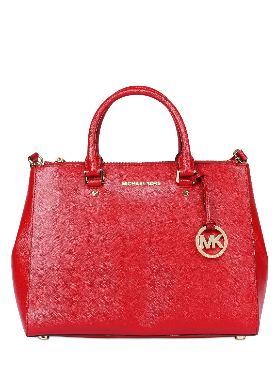Michael Michael Kors Large Sutton Saffiano Patent Leather Bag in Red | Lyst
