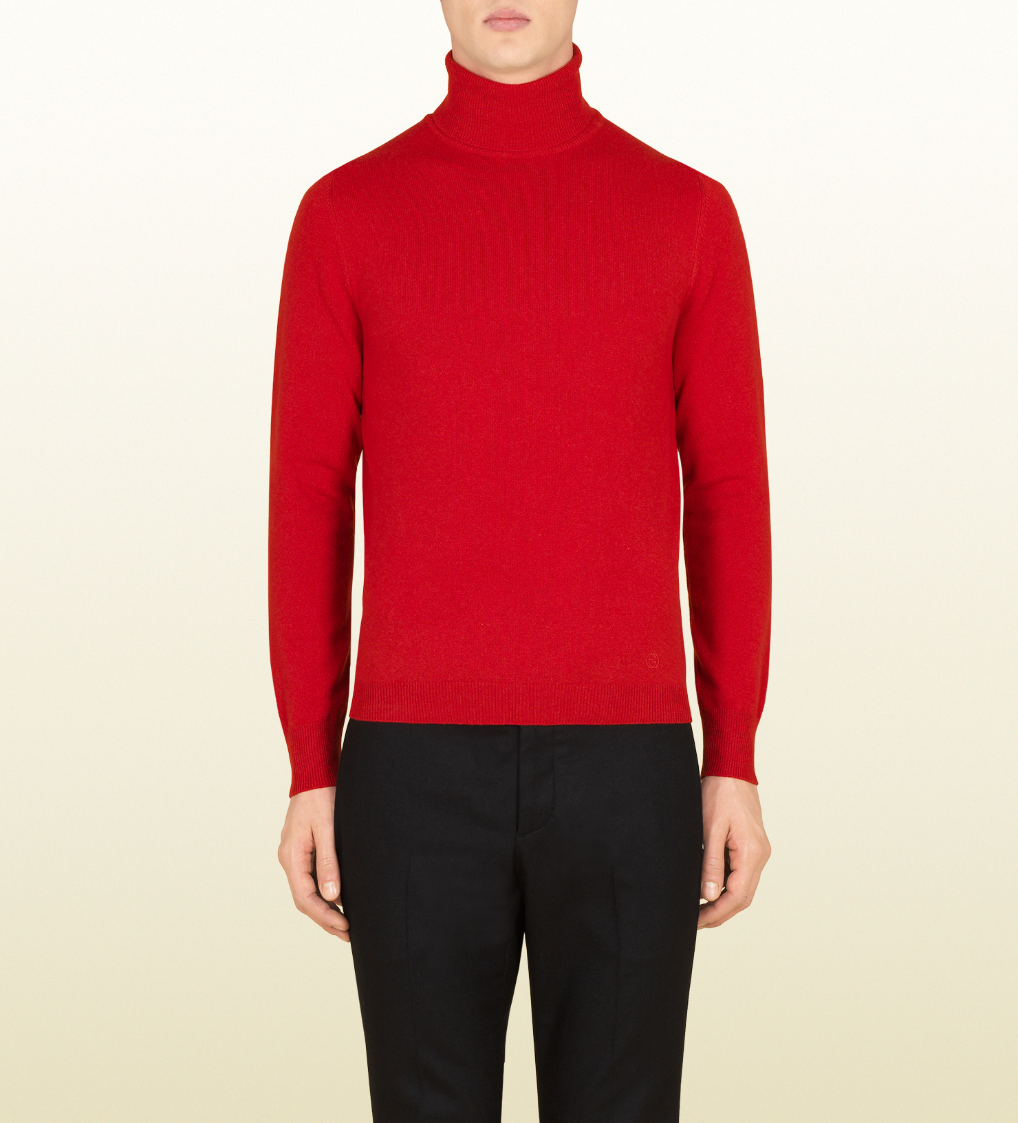 Mens Red Cashmere Turtleneck Sweater - Cardigan With Buttons