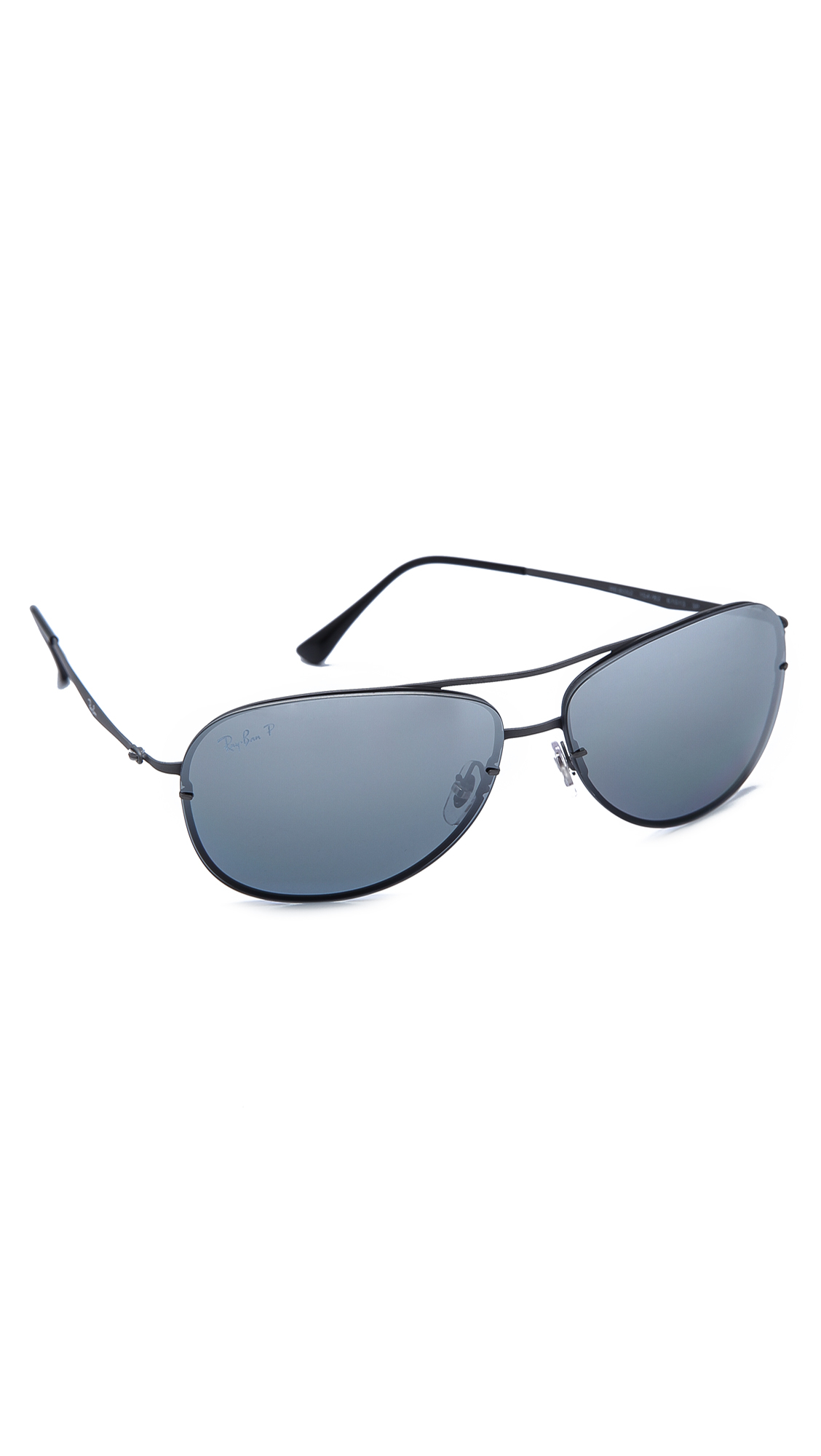 Rayban Lightweight Aviator Polarized Sunglasses in Black for Men (Sand