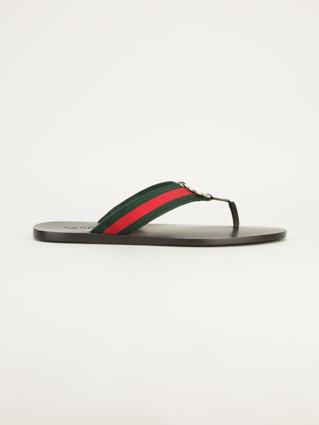 Gucci Stripe Flip Flop in Green for Men (black) | Lyst