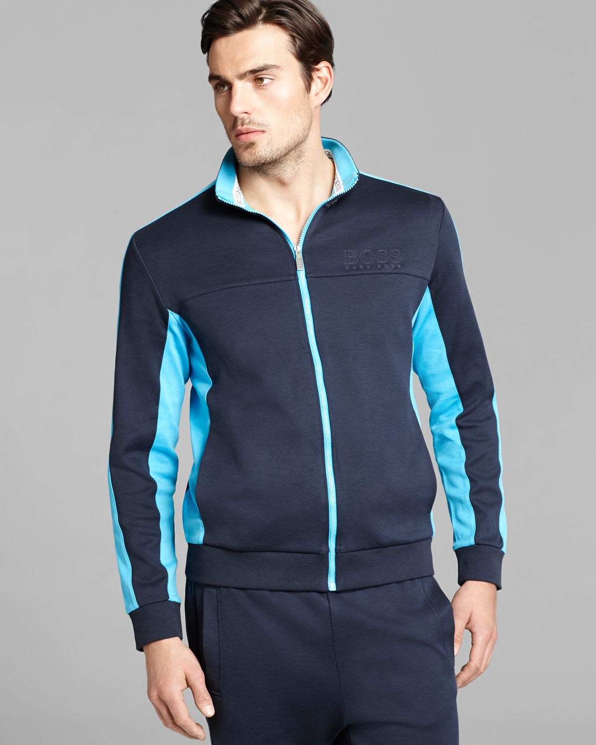 Hugo Boss Boss Green Skaz Double Face Sweat Jacket in Blue for Men