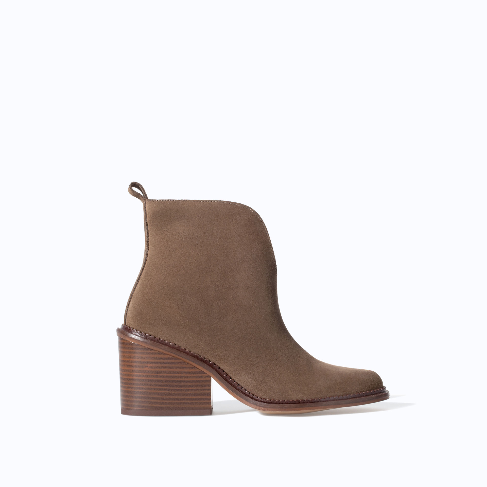 Zara Low Cut Leather Ankle Boot in Gray (Taupe)