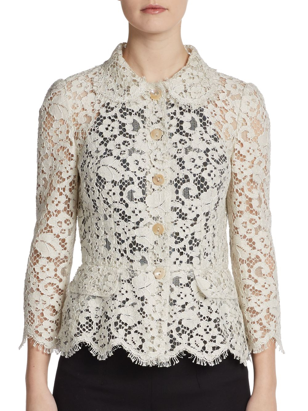 Dolce & Gabbana Lace Peplum Jacket in Beige (cream) Lyst
