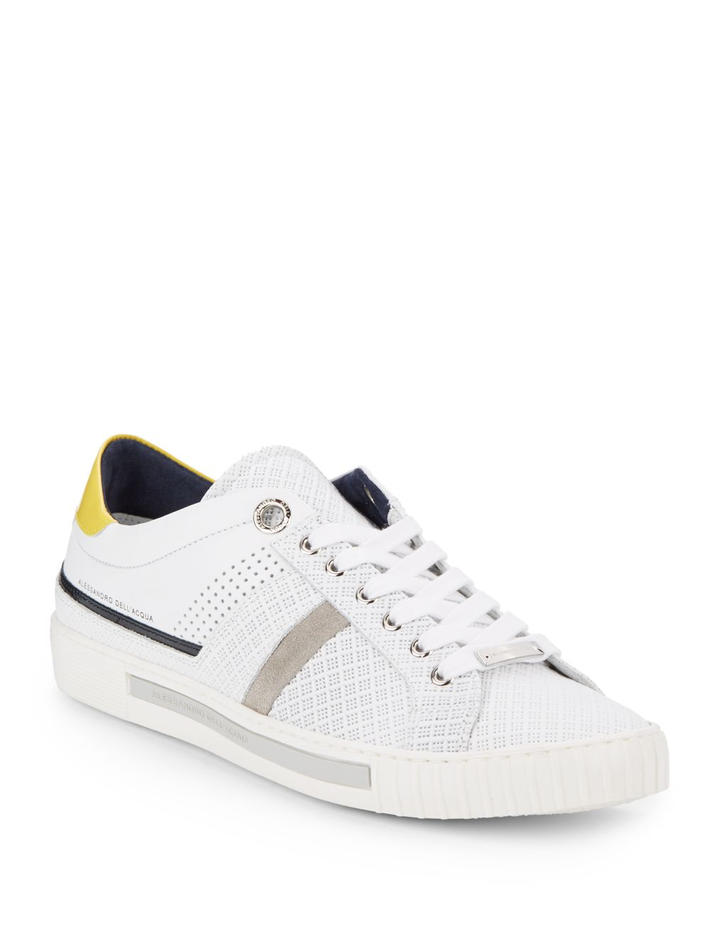 Alessandro Dell�acqua Perforated Leather Sneakers in White