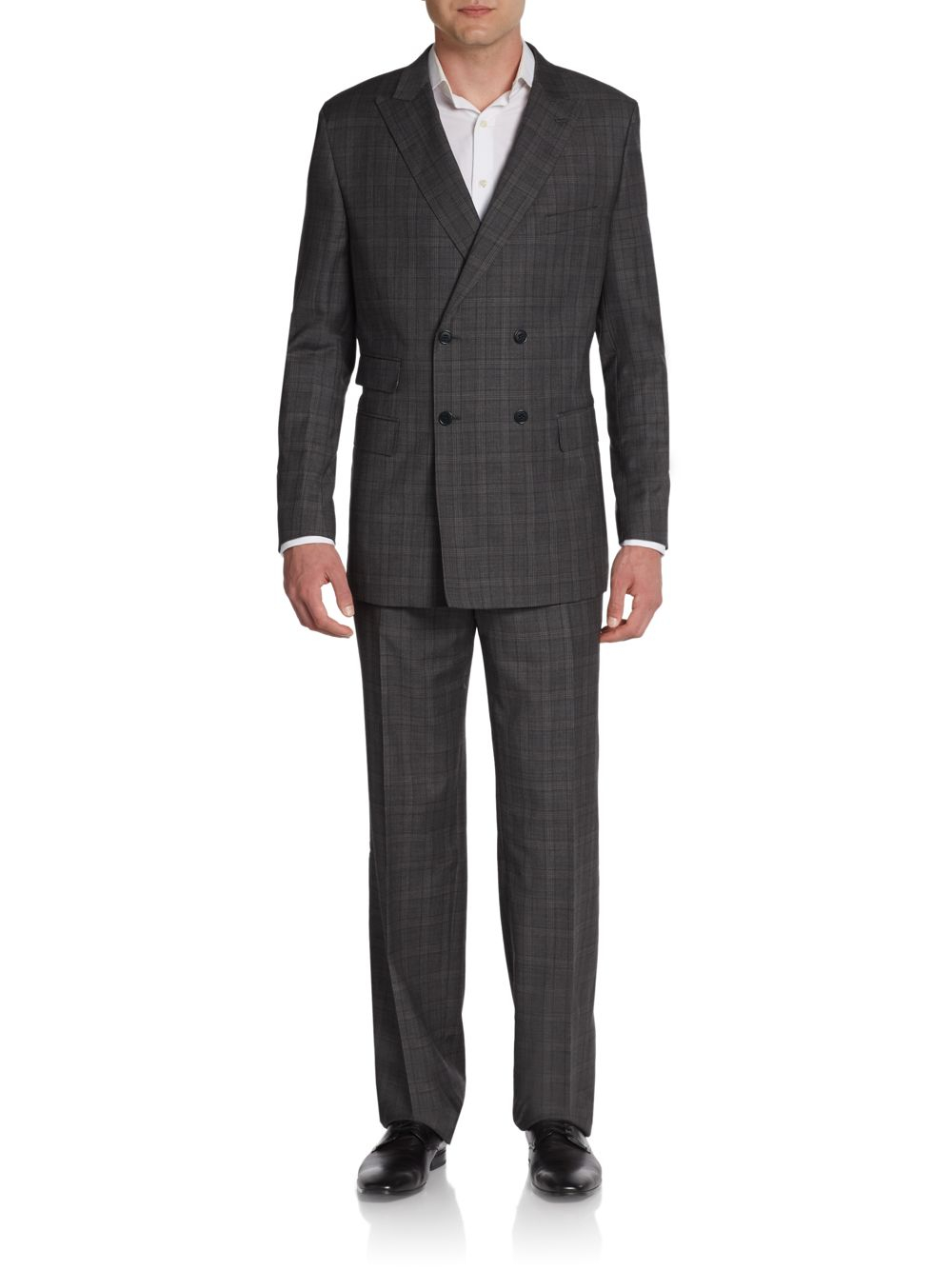 English Laundry Plaid Doublebreasted Wool Suit in Gray for Men (grey