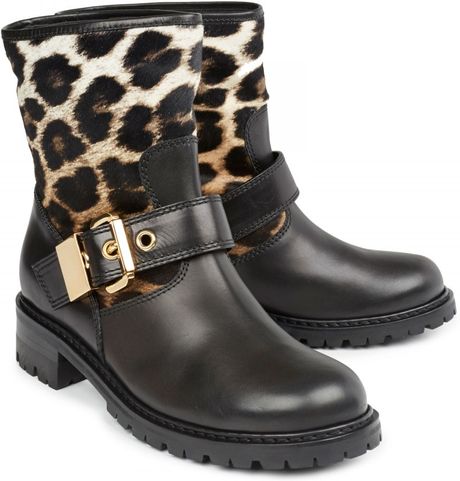 leopard print leather booties