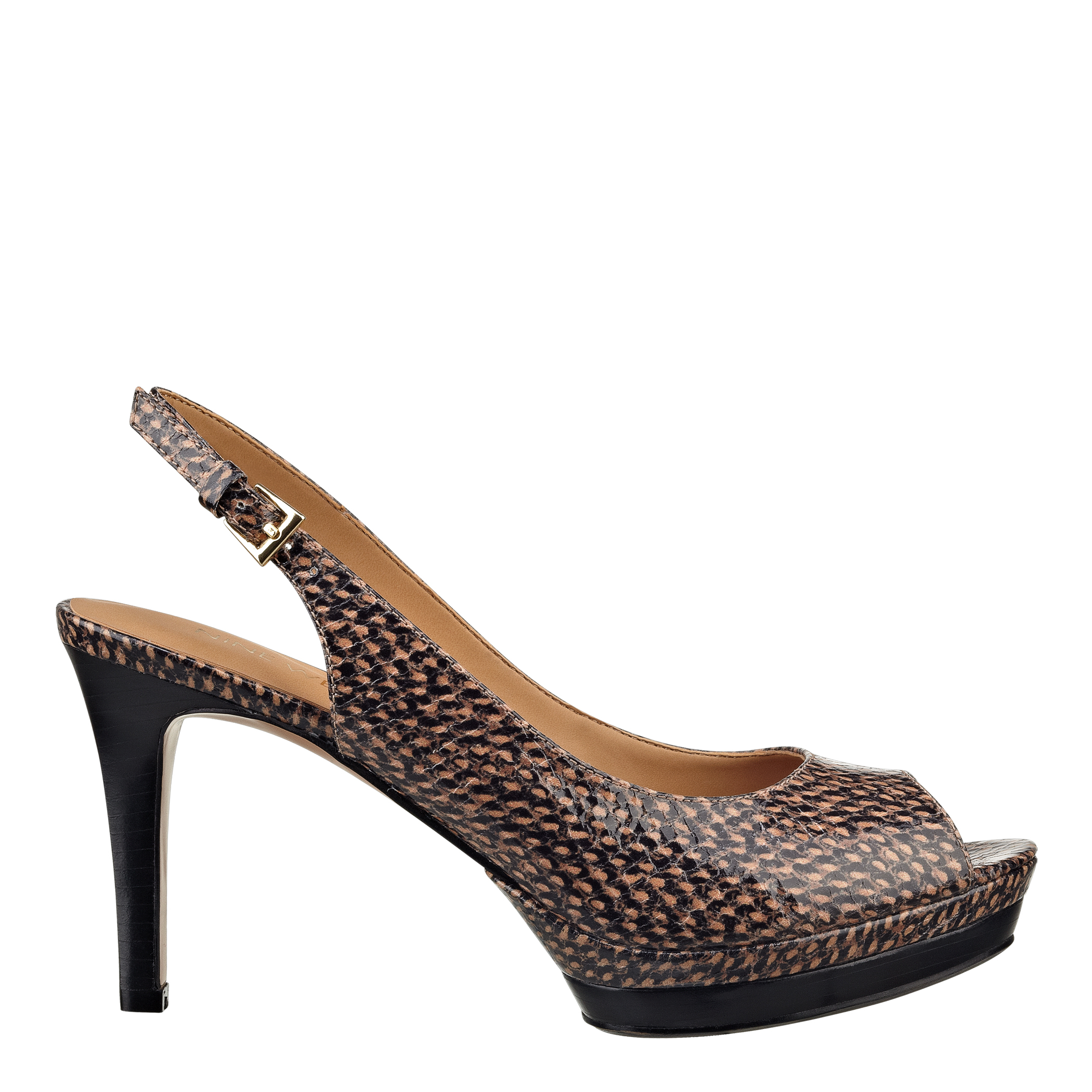 brown peep toe high heels