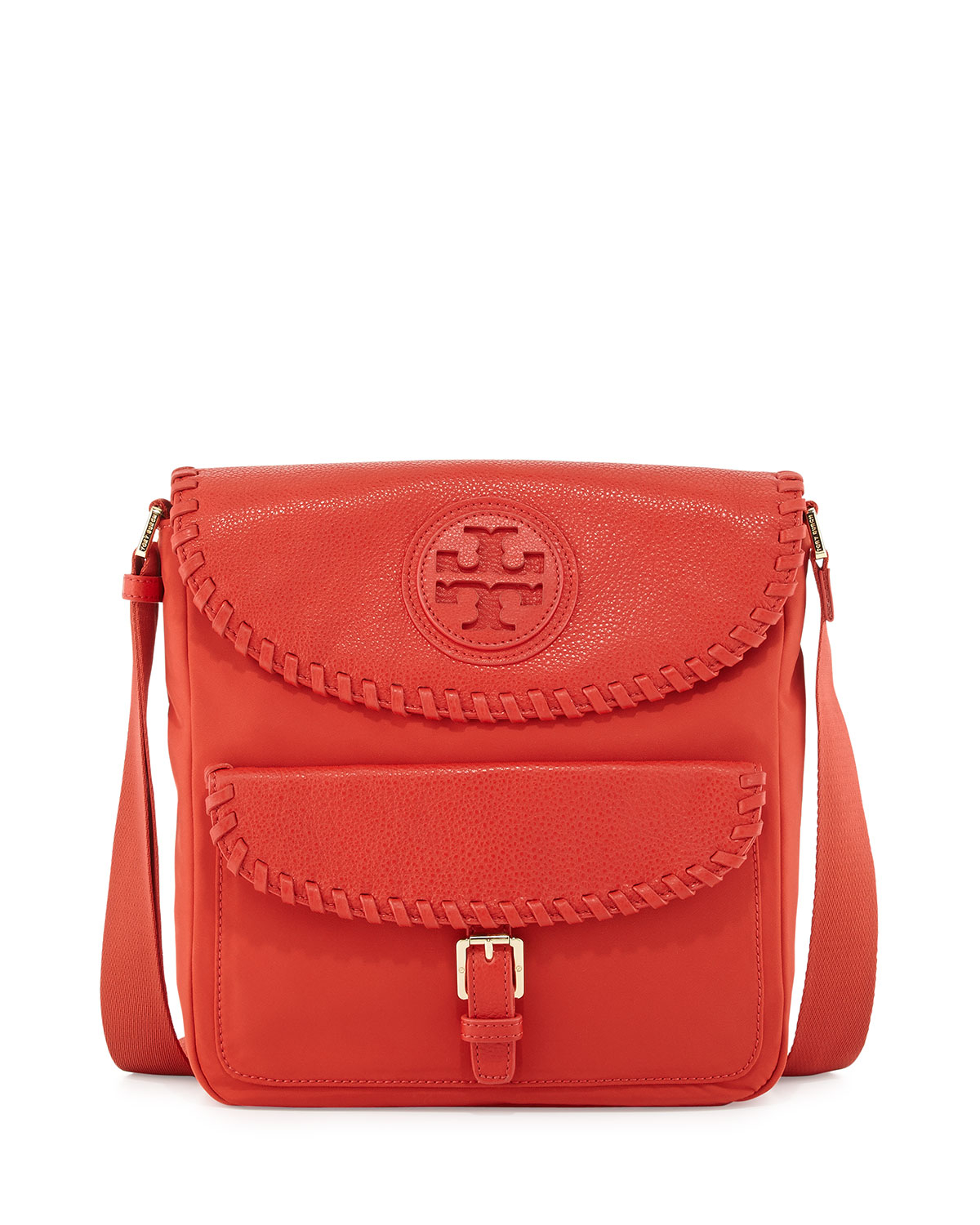 Tory Burch Marion Nylon Whipstitch Messenger Bag Red in Red Lyst
