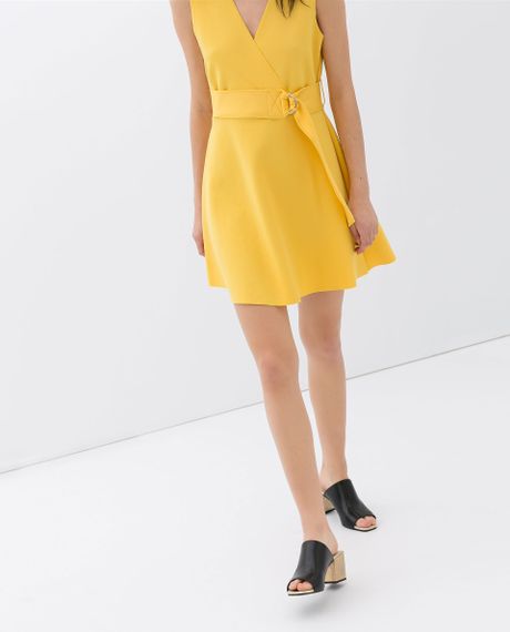 zara yellow puff sleeve dress