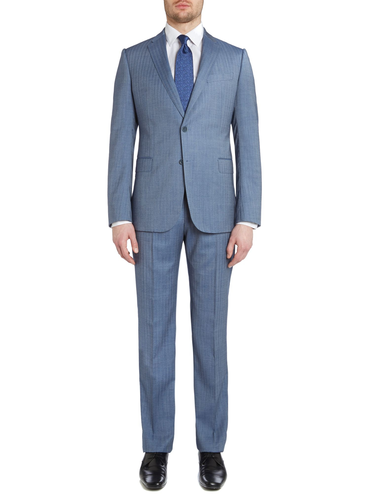 Armani Metropolitan Slim Fit Herringbone Suit in Blue for Men Lyst