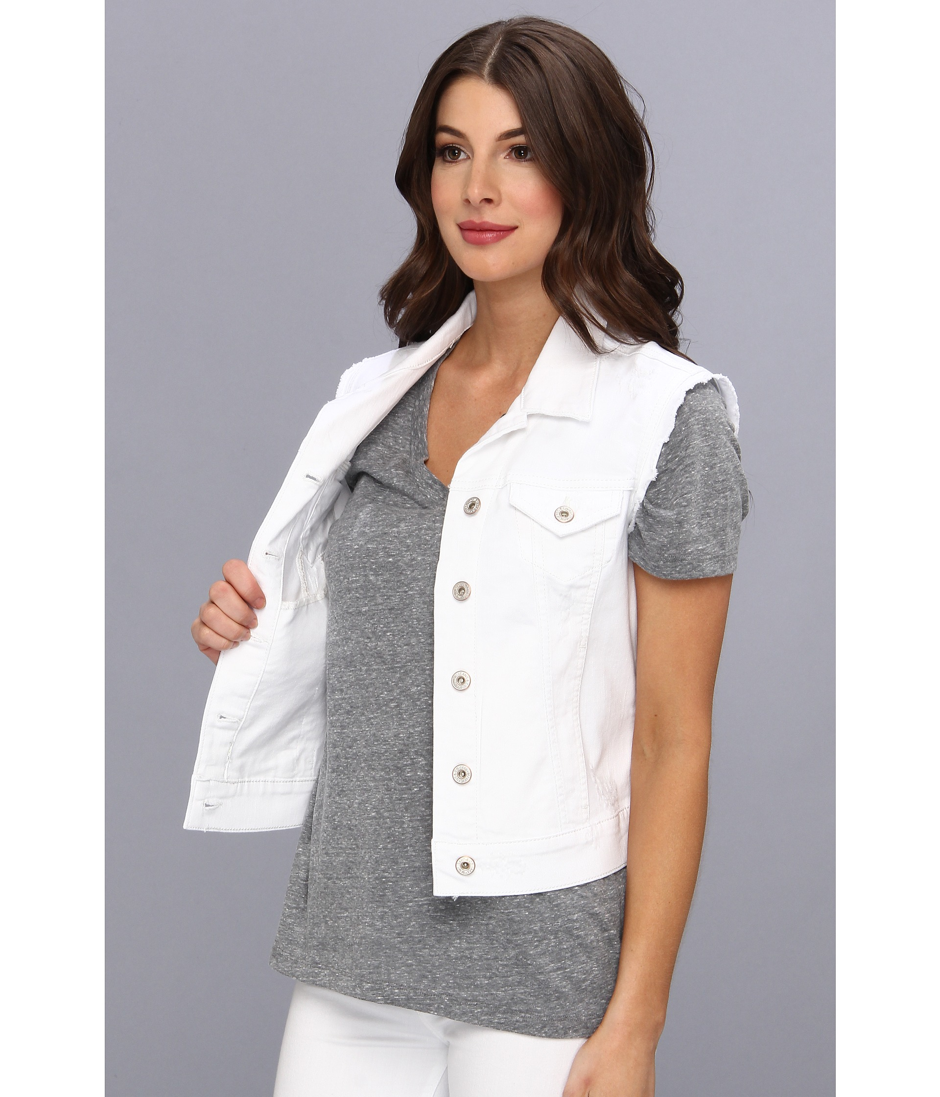 Mavi Jeans Jodie Denim Vest in White Rvintage in White (White RVintage