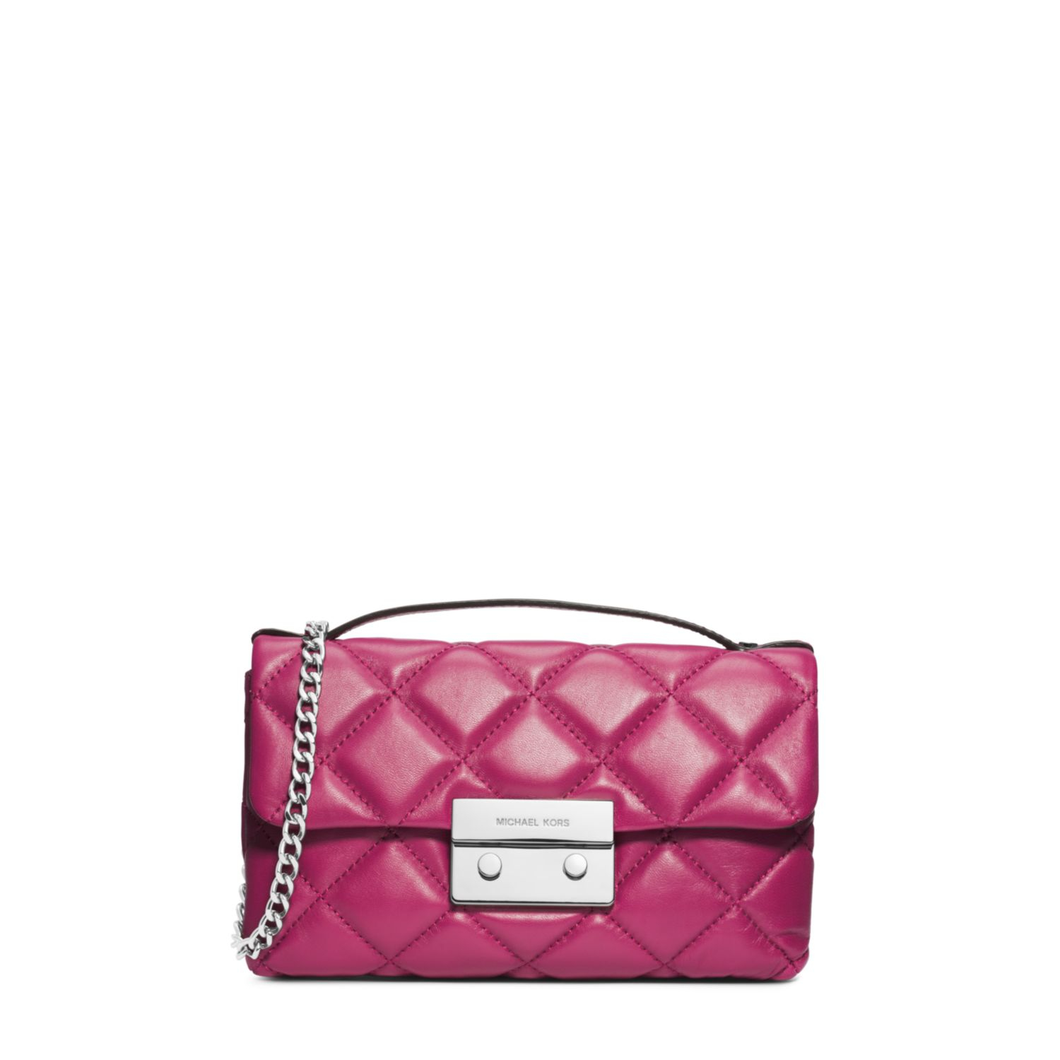 Michael Kors Sloan Quilted Leather Small Messenger in Pink (DEEP PINK)