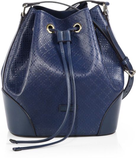Gucci Bright Diamante Leather Bucket Bag in Blue (NAVY) | Lyst