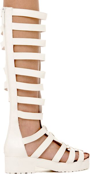 Akira Teela Gladiator Knee High Sandal in White in White | Lyst Akira Teela Gladiator Knee High Sandal in White in White | Lyst