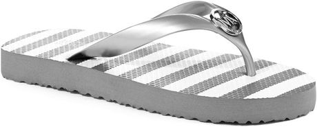 michael kors flip flops silver