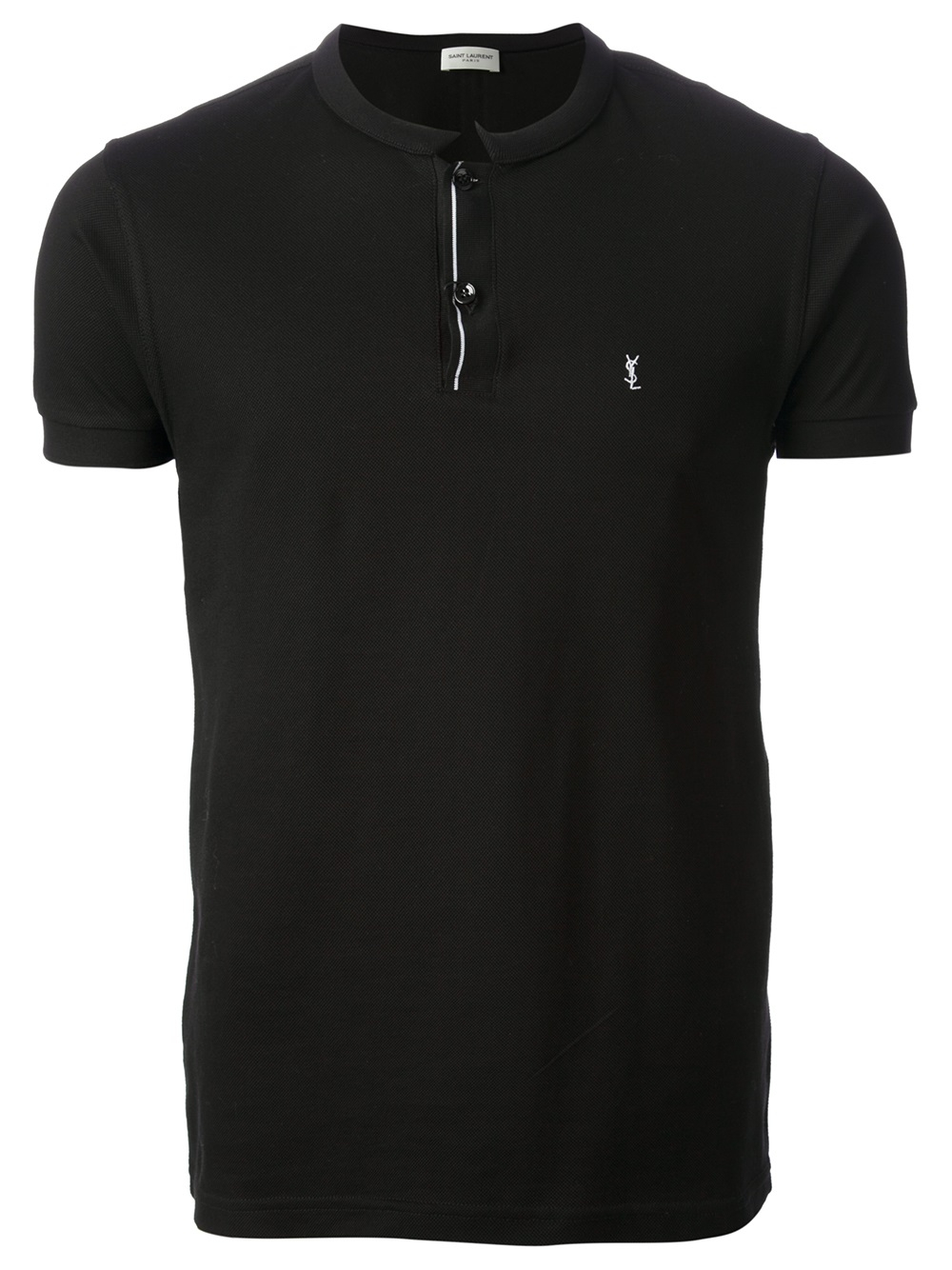 Saint Laurent Band Collar Polo Shirt in Black for Men Lyst