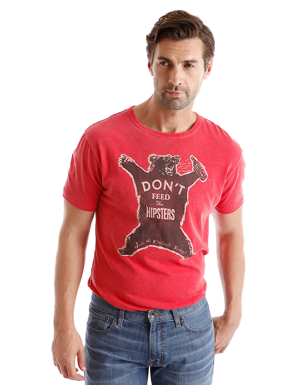 Lucky Brand Hipsters Bear Graphic Tshirt in Red for Men (Baked Red) Lyst