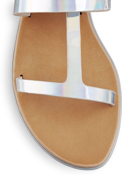 iridescent flat sandals