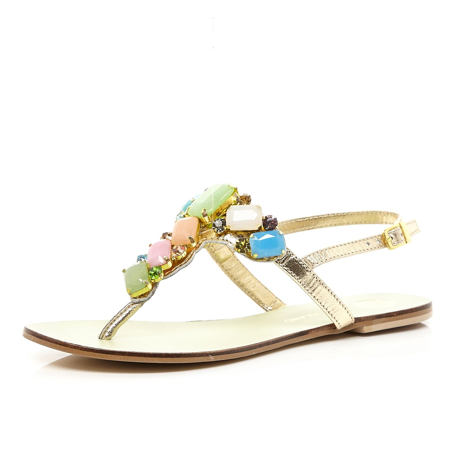 embellished t bar sandals