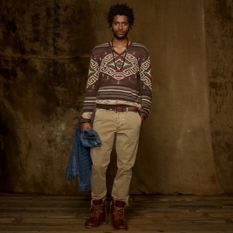 Denim & Supply Ralph Lauren Southwestern V neck Sweater in Brown for Men | Lyst