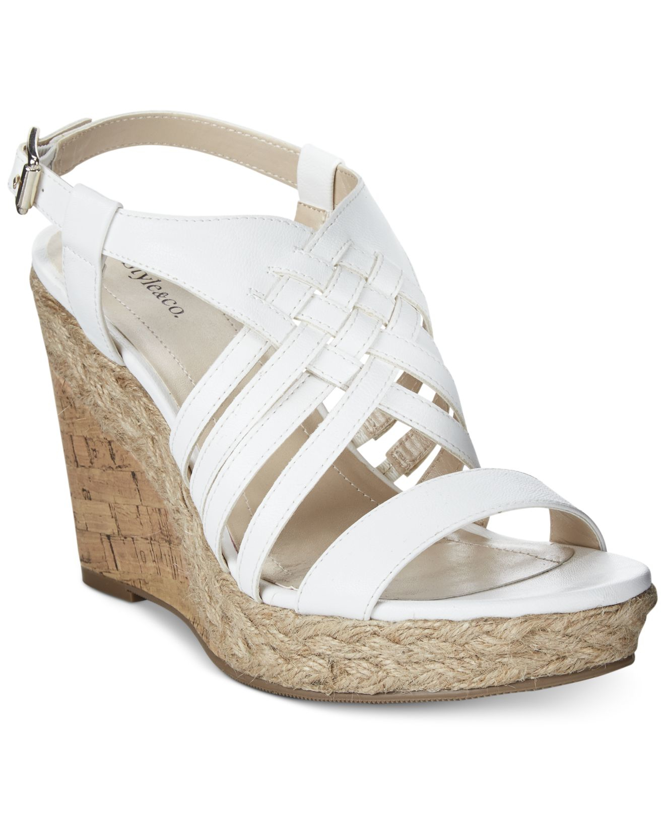 Style Co Raylynn Platform Wedge Sandals Only At Macy S In White Lyst