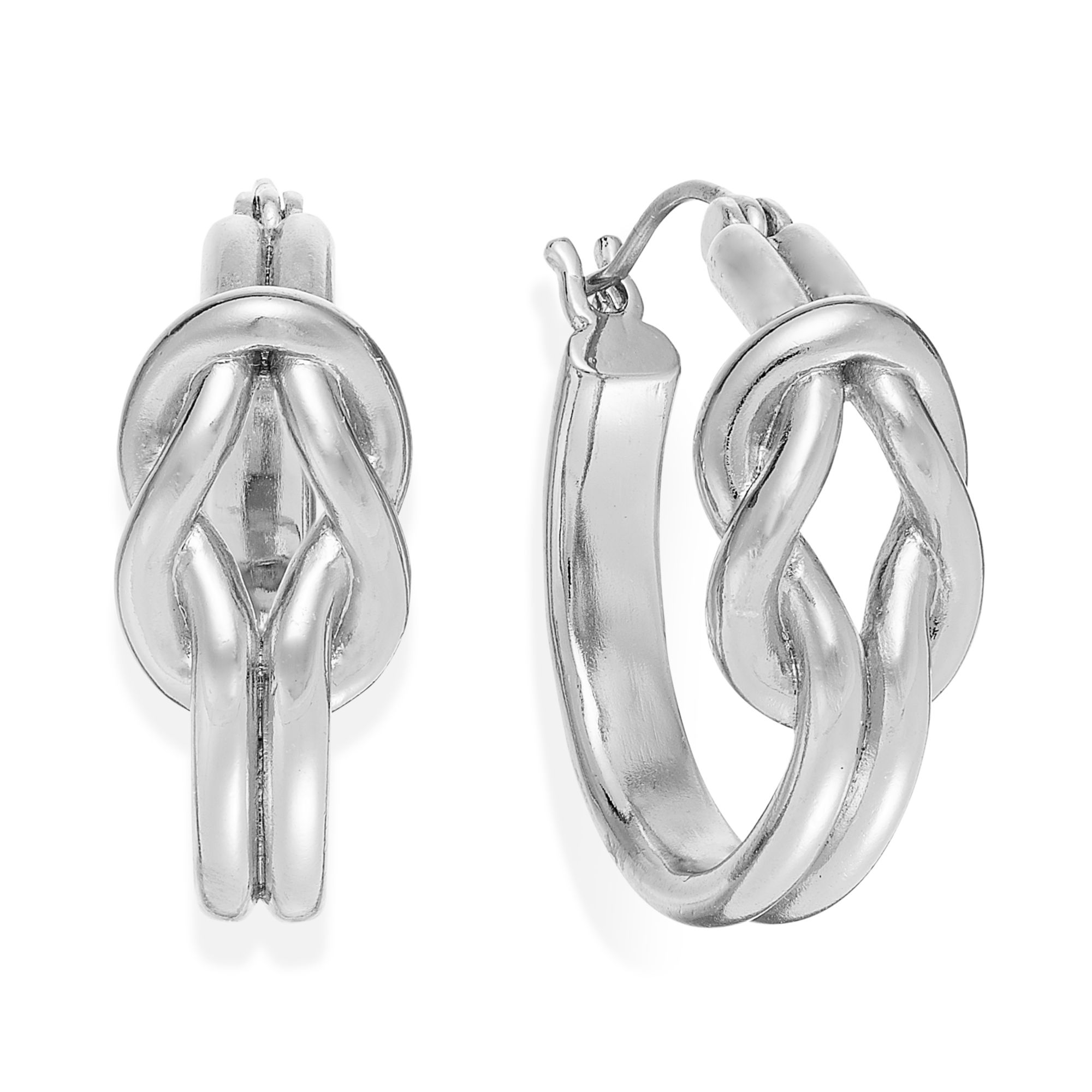 Lauren By Ralph Lauren Silvertone Knotted Small Hoop Earrings in Silver
