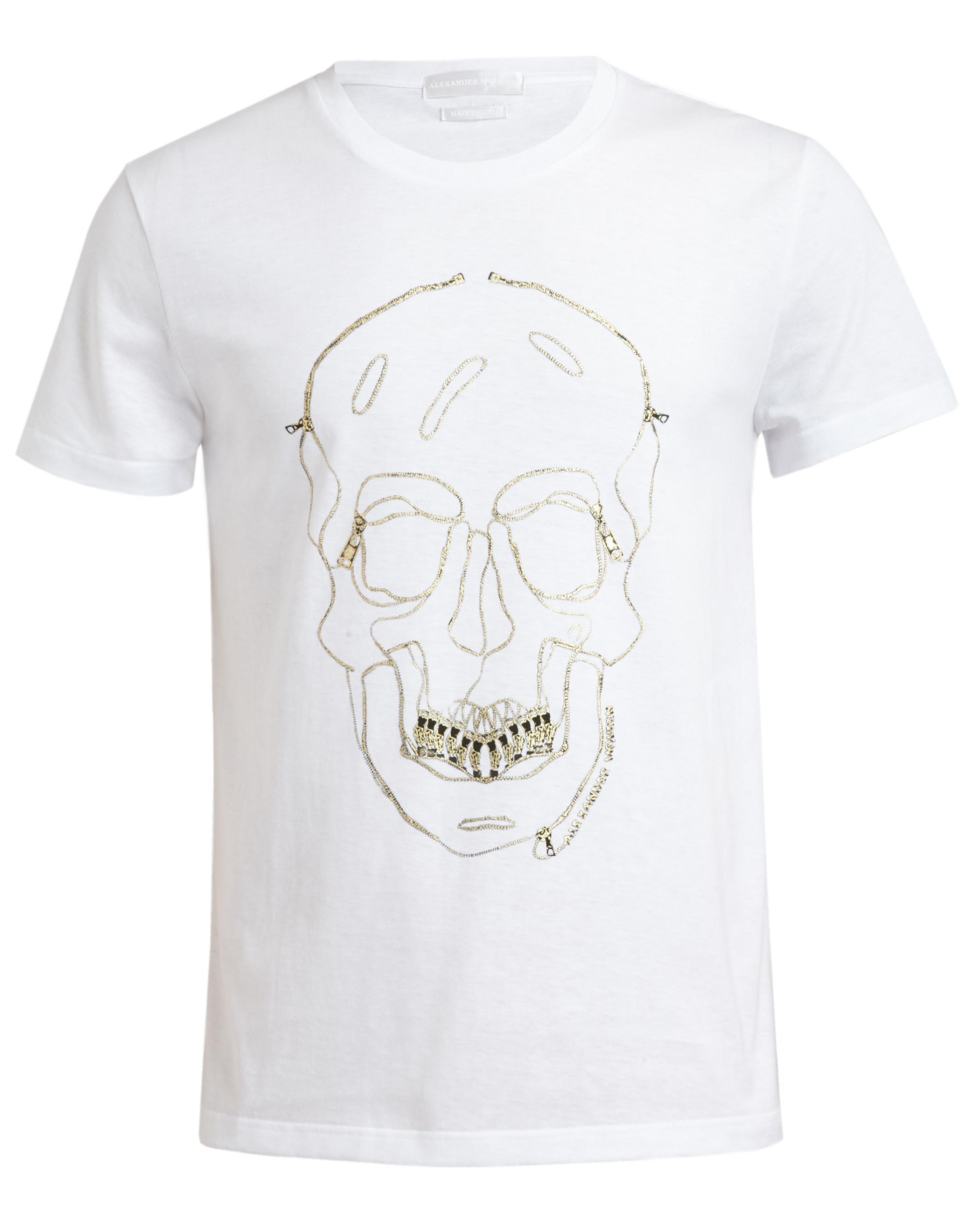 Alexander Mcqueen Zipped Skull TShirt in White for Men Lyst