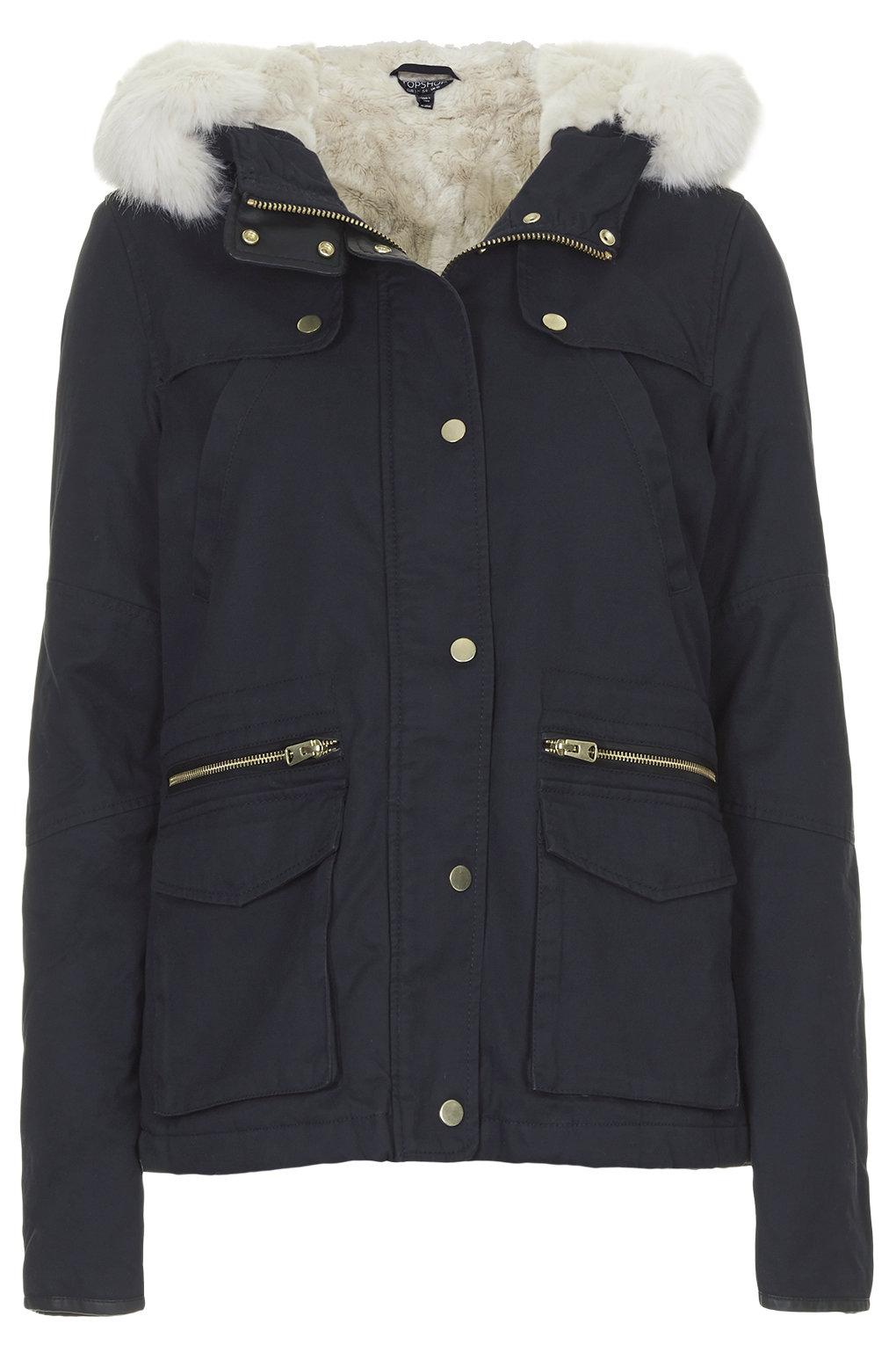 Faux Fur Lined Short Parka Jacket in Blue (NAVY BLUE) Lyst