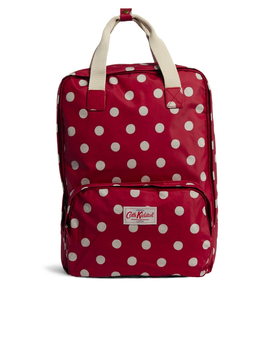 Cath Kidston Button Spot Backpack in White (Cranberry) Lyst
