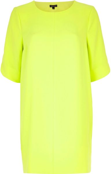 River Island Yellow Cut Out Back Shift Dress in Green (yellow)