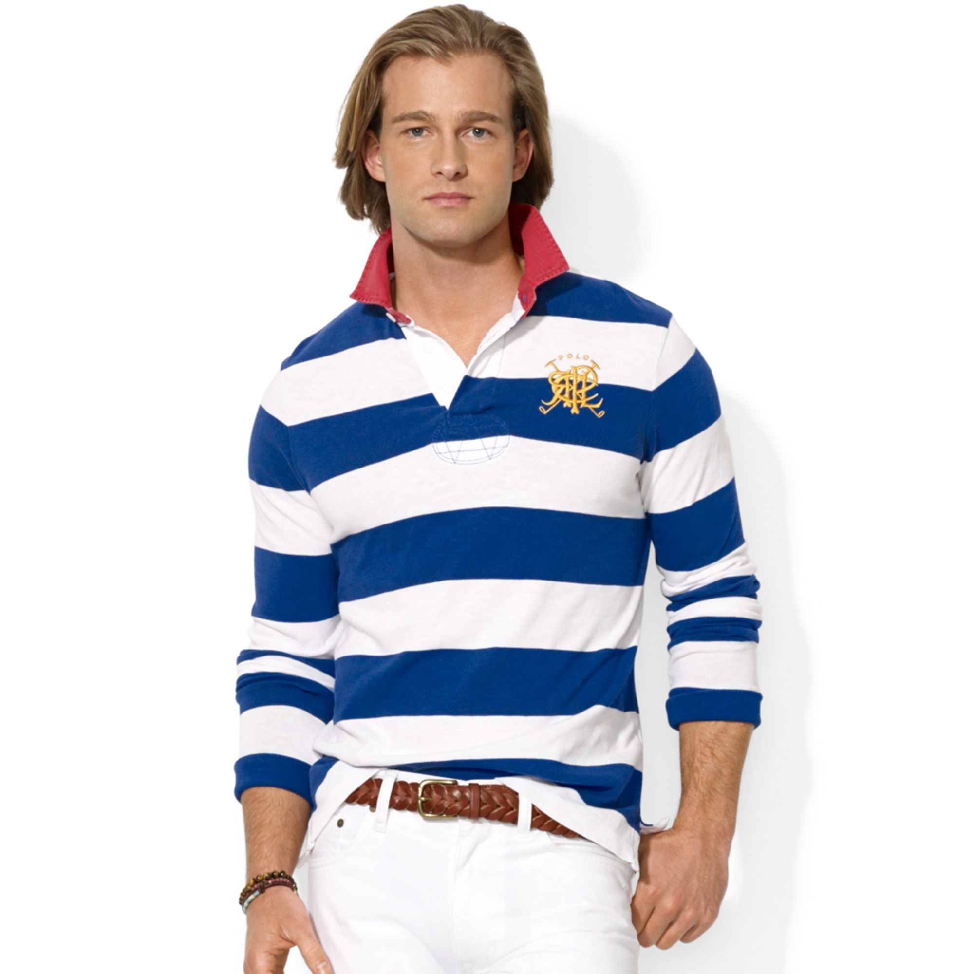 Ralph Lauren Polo Longsleeved Customfit Cross Mallets Striped Rugby in