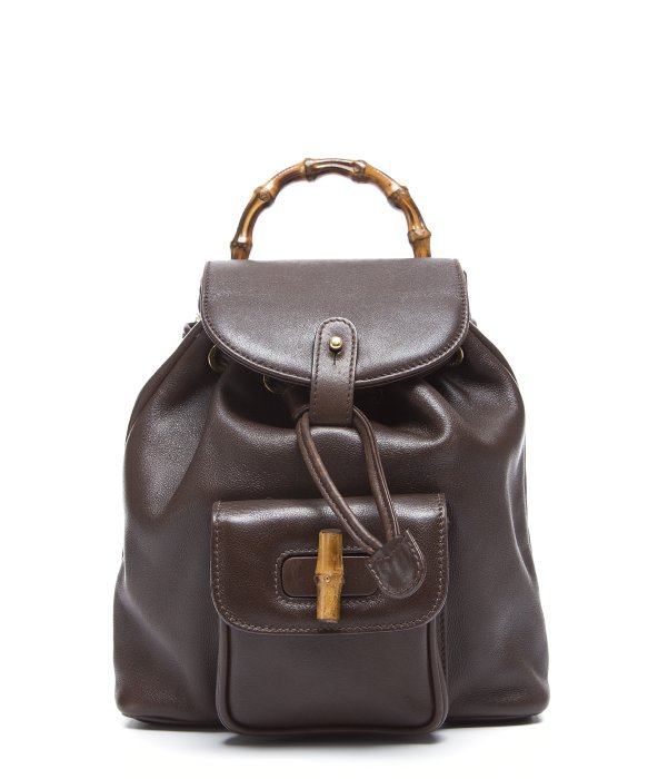Gucci Preowned Brown Leather Bamboo Handle Backpack in Brown | Lyst