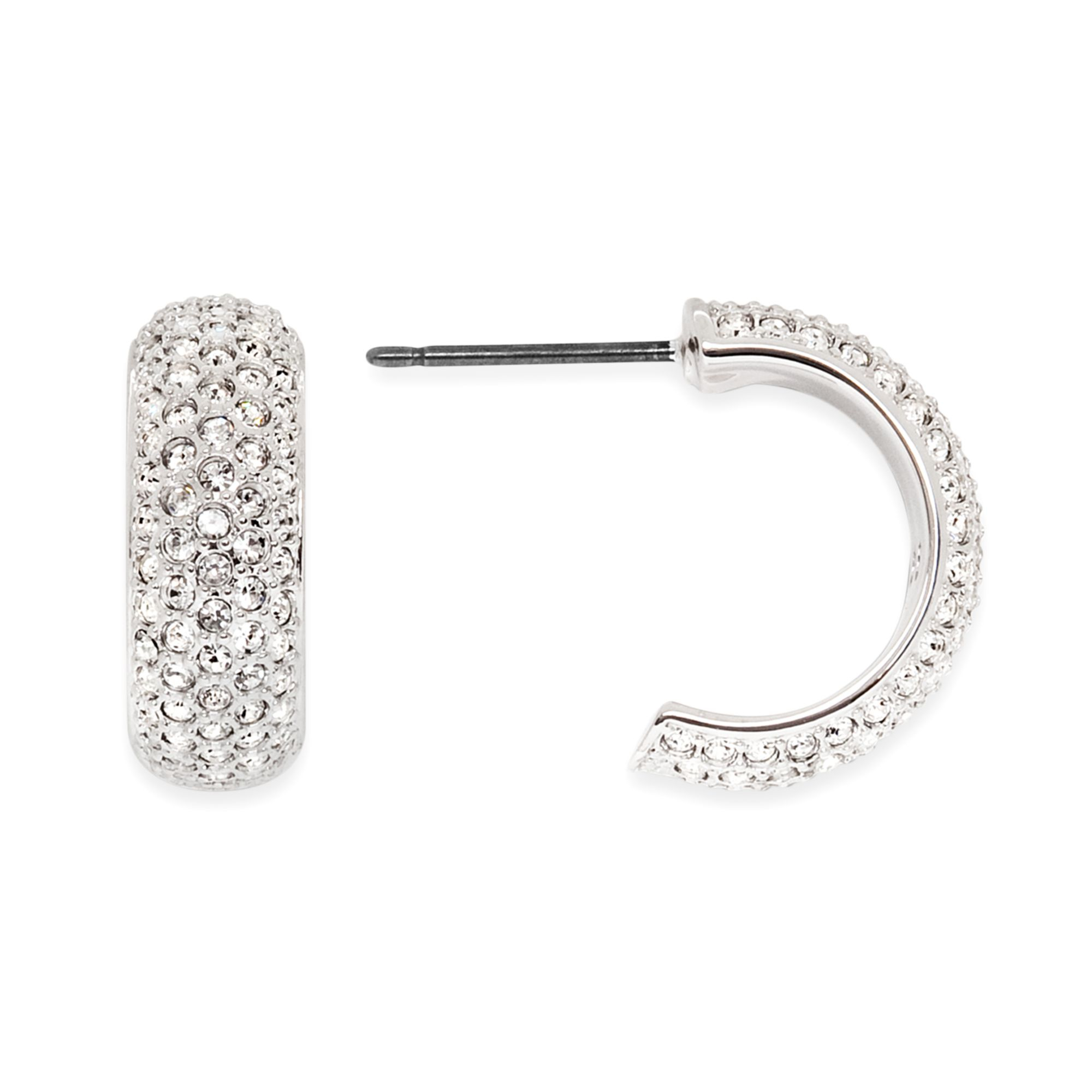 Swarovski Crystal Huggie Hoop Earrings in Silver Lyst