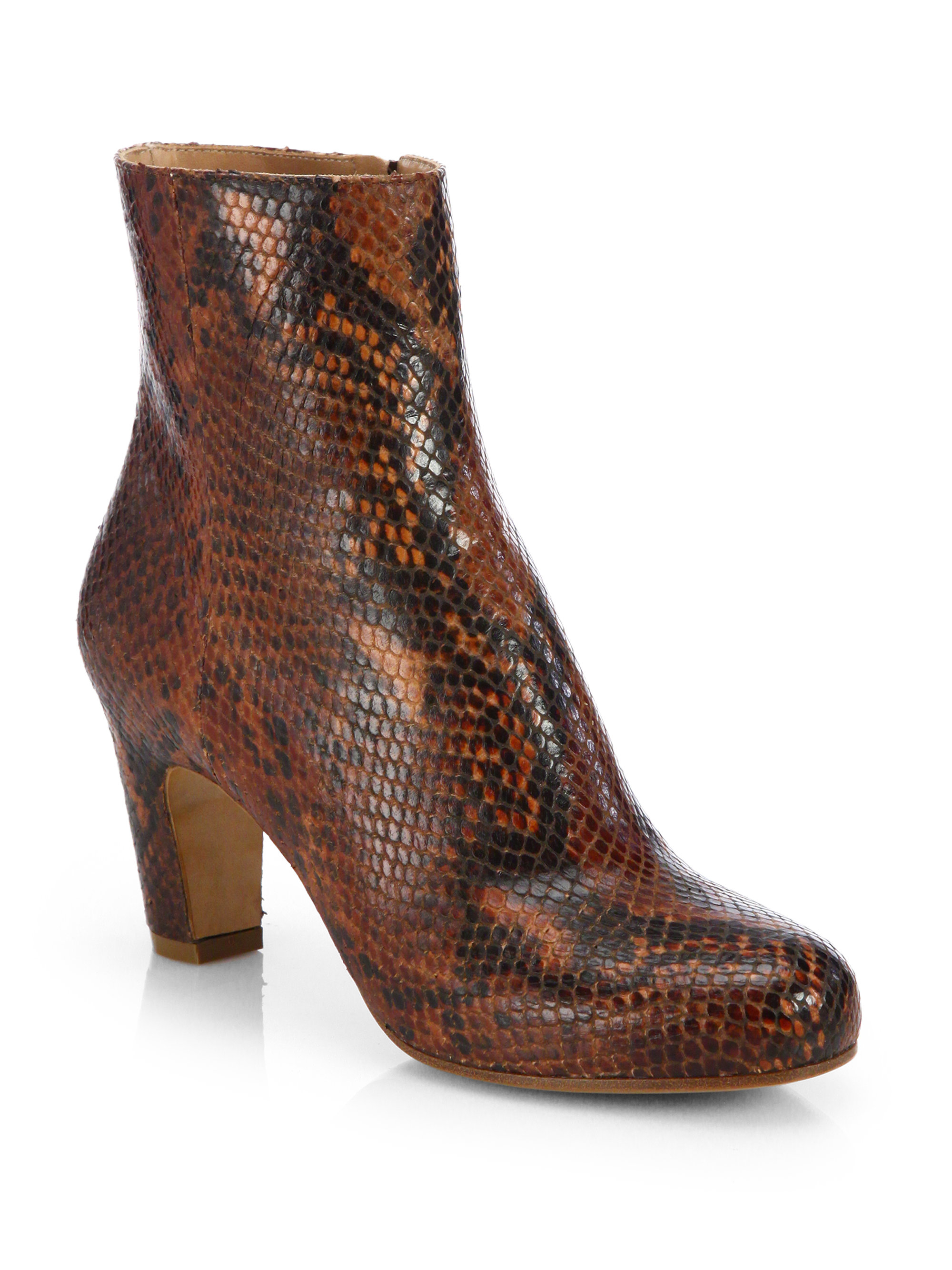 snake skin ankle boots