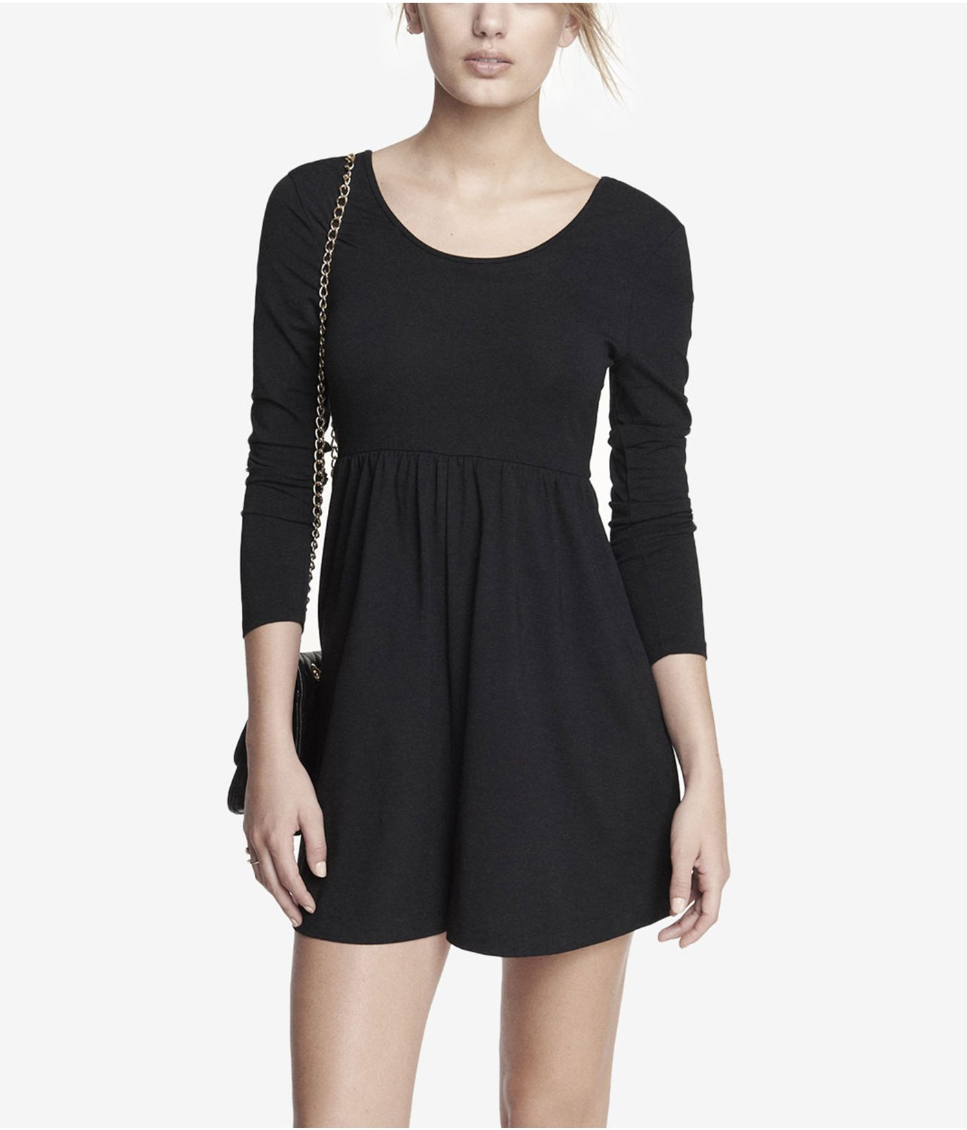 Express Long Sleeve Stretch Knit Romper in Black (PITCH BLACK) Lyst