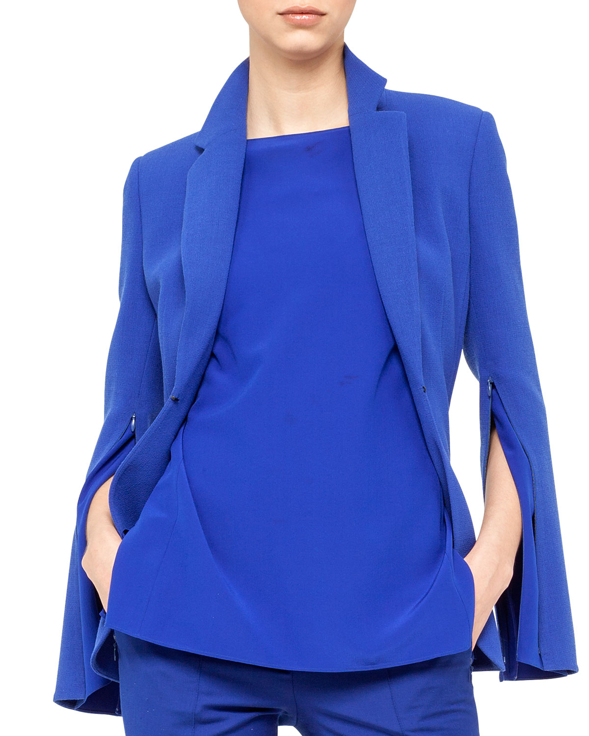 Akris Doublefaced Wool Crepe Jacket In Blue | Lyst