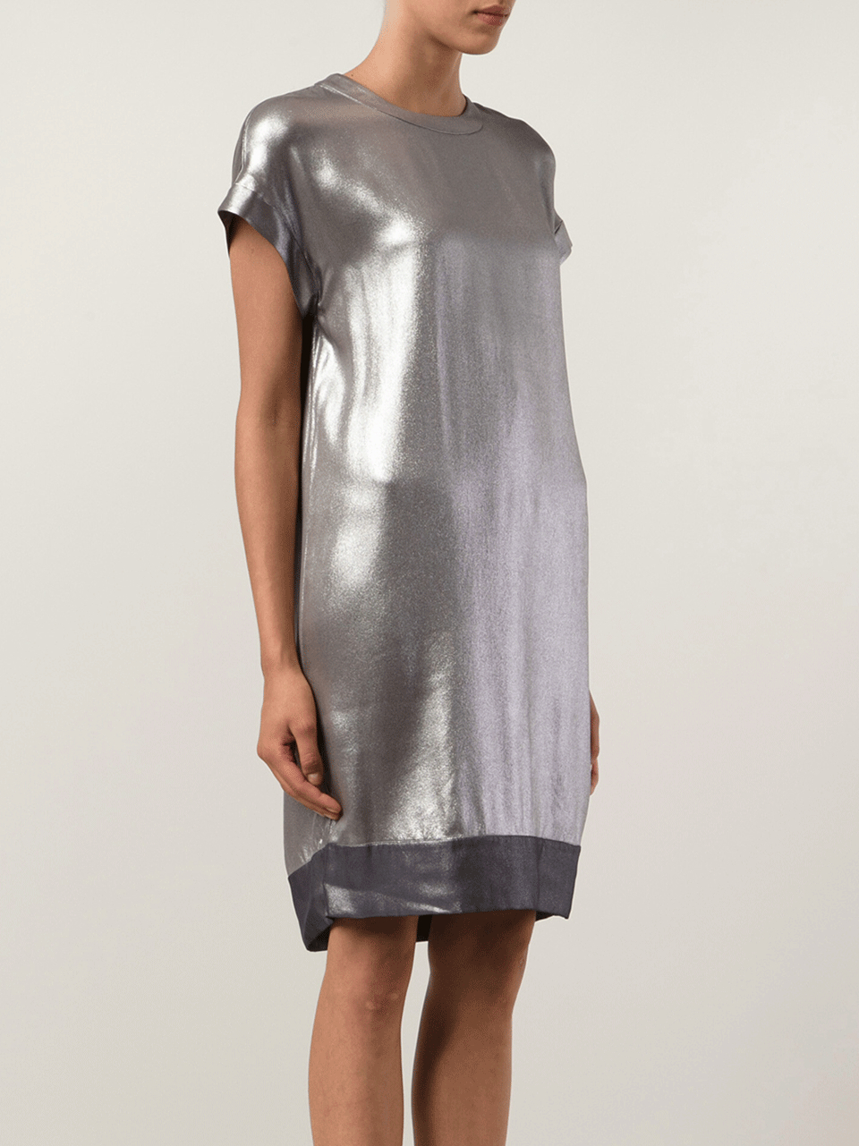 Brunello Cucinelli Lame Sheath Dress in Silver Lyst
