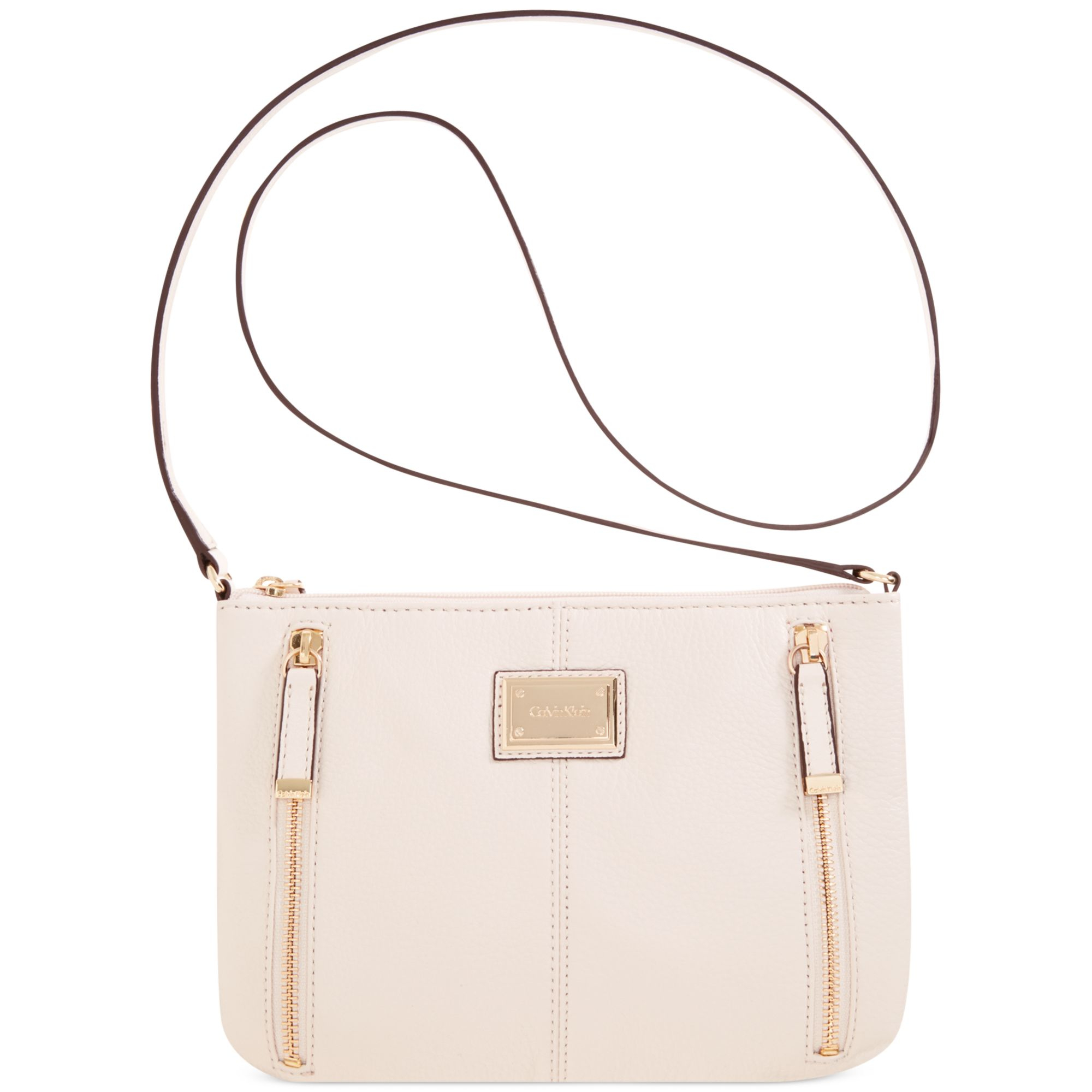 Calvin Klein Pebble Crossbody in White (White/Gold) Lyst