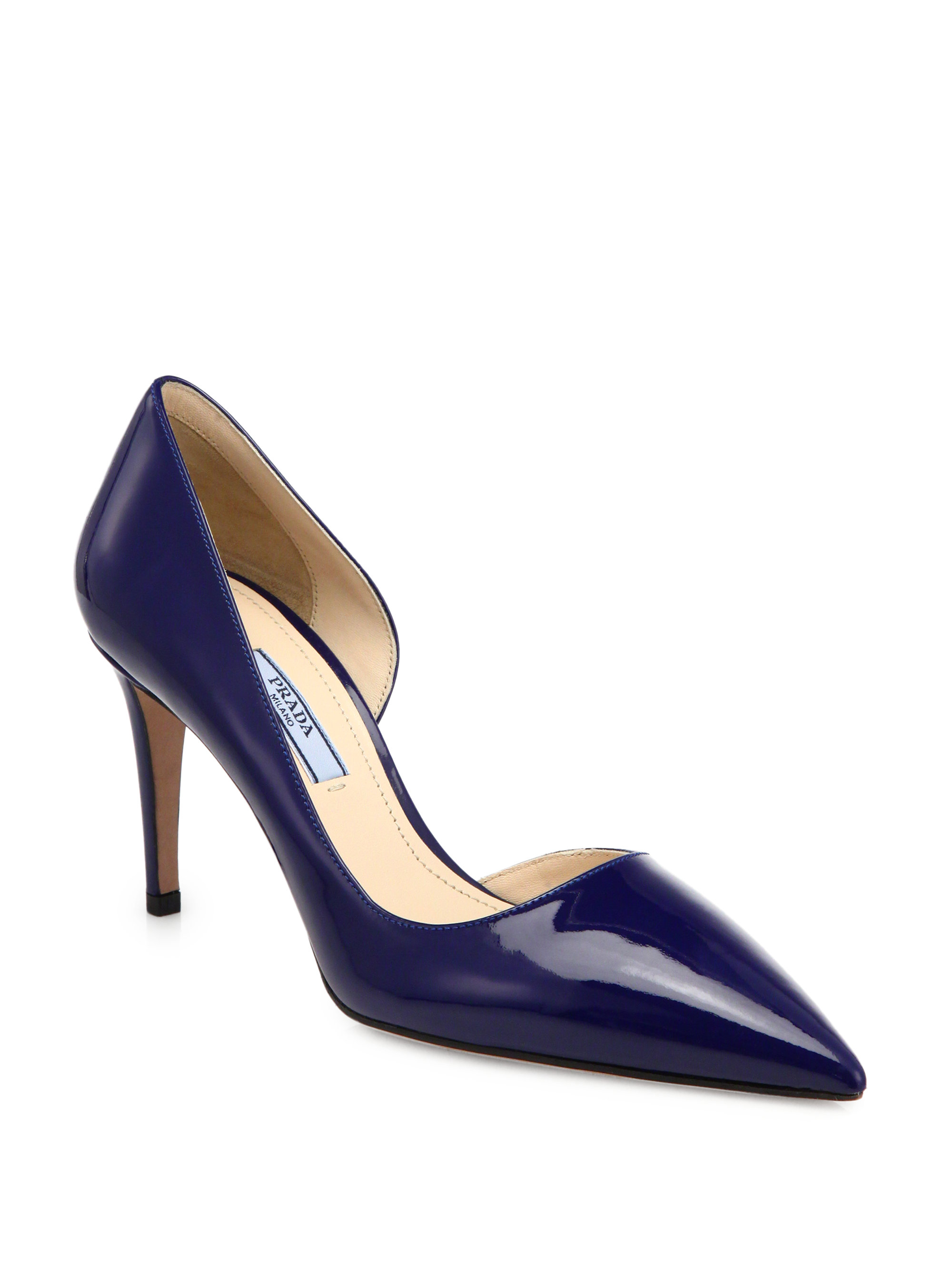 Prada Patent Leather Dorsay Pumps in Blue (BALTICONAVY) Lyst