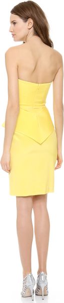 Notte By Marchesa Strapless Crepe Cocktail Dress in Yellow (Lemon) - Lyst
